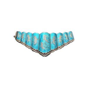 Vintage Siam Sterling Silver 925 Blue Enamel Dancers  Bracelet With Filigree